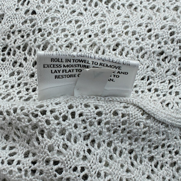 EILEEN FISHER Waterfall Open Front Cardigan Sweater Large Cream Open Knit Silk - Picture 8 of 8